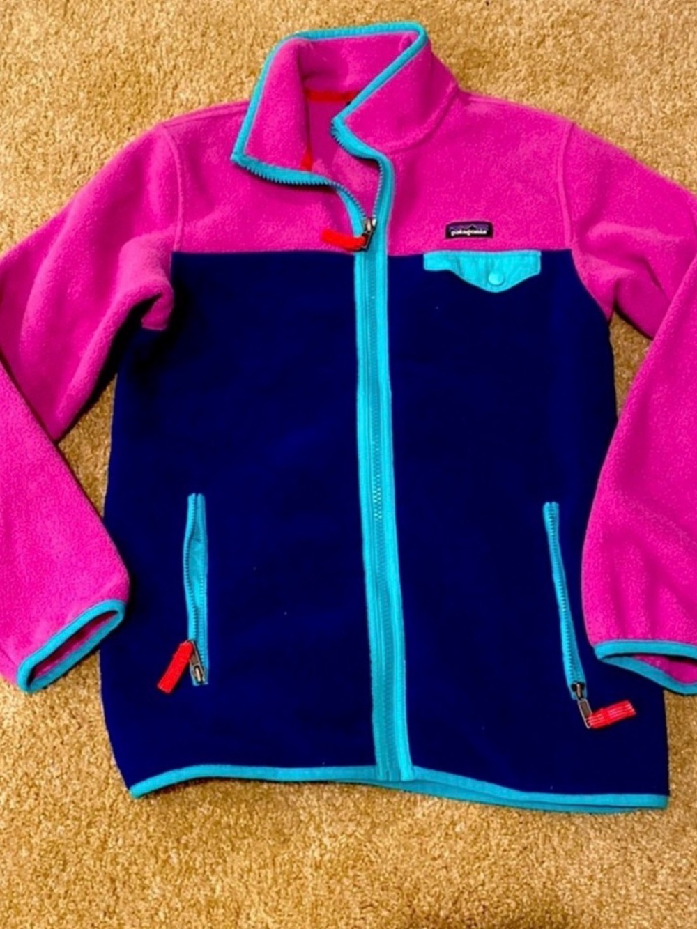 Patagonia Jacket - Pink Teal Navy Large Vintage